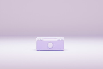 Obraz premium Pastel purple radio station set on pastel background minimal, technology concept. 3d rendering 