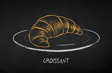 Chalk drawn vector illustration of Croissant