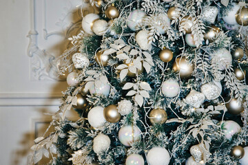 Fototapeta na wymiar Christmas holiday backgrounds of decorated festive tree