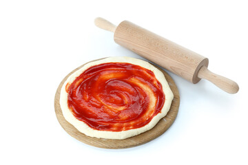 Concept of cooking pizza isolated on white background