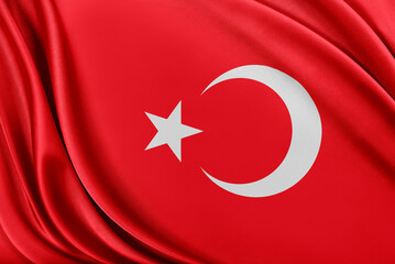 Turkey flag. Flag with a beautiful glossy silk texture.