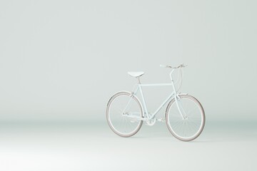 Bicycle on green and pastel blue background. Minimal composition for social media , eco friendly transportation. Minimal creative idea layout, Concept for environment preserve on earth day. 3d render
