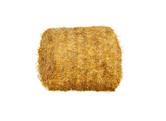 Big dried straw bale isolated on white
