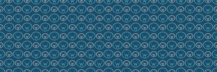 Trendy background image with simple decorative ornaments on blue background for your design projects, seamless pattern, wallpaper textures with flat design. Vector illustration