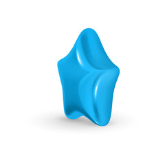 Blue Star Standing on a White Backdrop with a Shadow. Decoration for the New Year in the House