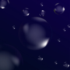 futuristic abstract blue background with metal balls.