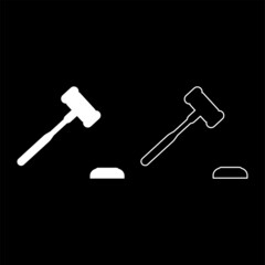 Gavel Hammer judge and anvil auctioneer concept icon white color vector illustration flat style image set