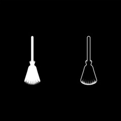 Broom besom broomstick icon white color vector illustration flat style image set