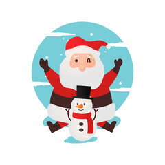Illustration santa claus and snowman design vector