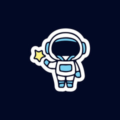 Little astronaut holding star illustration. Vector graphics for t-shirt prints and other uses.