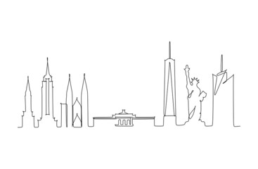 Continuous line drawing of New York city USA. Simple line drawing for wall decoration or illustration
