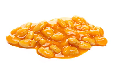 Cooked white beans in sauce   isolated 