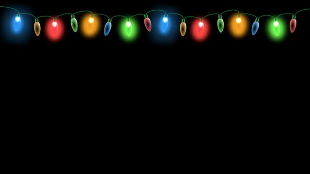 Christmas lights. Light bulb garland. Seamless loop. PNG codec with alpha channel - transparency.