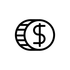 dollar money icon with black outline style