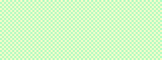 Checkerboard banner. Mint and Beige colors of checkerboard. Small squares, small cells. Chessboard, checkerboard texture. Squares pattern. Background.