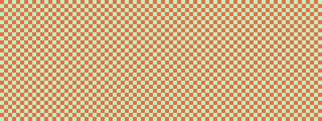 Checkerboard banner. Mint and Tomato colors of checkerboard. Small squares, small cells. Chessboard, checkerboard texture. Squares pattern. Background.