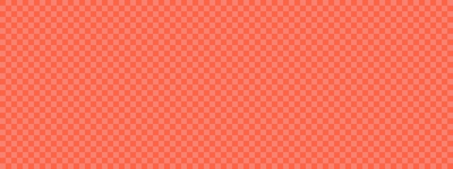 Checkerboard banner. Salmon and Tomato colors of checkerboard. Small squares, small cells. Chessboard, checkerboard texture. Squares pattern. Background.