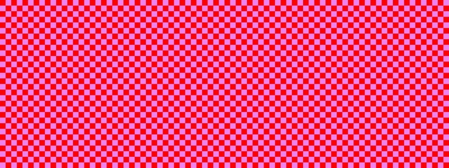 Fototapeta na wymiar Checkerboard banner. Violet and Red colors of checkerboard. Small squares, small cells. Chessboard, checkerboard texture. Squares pattern. Background.