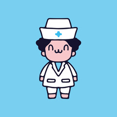 Cute kid with doctor costume illustration. Vector graphics for t-shirt prints and other uses.