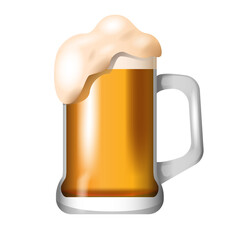 Realistic vector illustration of light beer in glass mug. Vector design for pub, cafe or restaurant