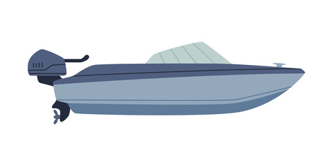 Obraz premium Motorboat or Speedboat as Watercraft or Swimming Water Vessel Vector Illustration
