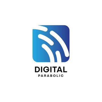 Digital Parabolic Line In Blue Shape Negative Space Vector Logo Template For Finance Or Internet Company