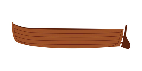 Wooden Rowboat as Watercraft or Swimming Water Vessel Vector Illustration