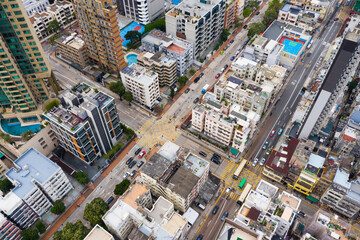 Top view of the Hong Kong city