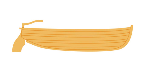 Wooden Rowboat as Watercraft or Swimming Water Vessel Vector Illustration