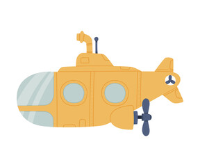 Submarine as Underwater Watercraft or Swimming Water Vessel Vector Illustration