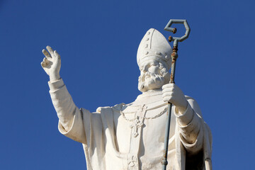 The statue of Saint Catald at the merchant port, patron saint of the city of Taranto, Puglia, Italy
