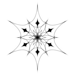 Cute snowflake  isolated on white background. Flat snow icon, snow flake silhouette. Nice element for christmas banner, cards. New year ornament. Organic and geometric snowflake.