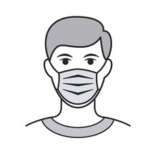 man with facemask grayscale covid
