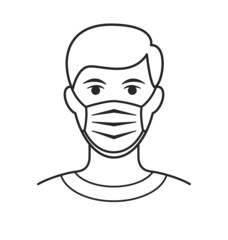 simple man with facemask covid