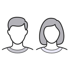 simple human male and female head outline
