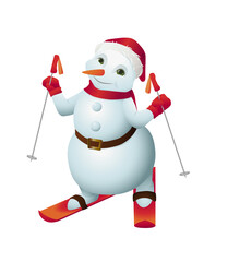 Snowman skiing isolated