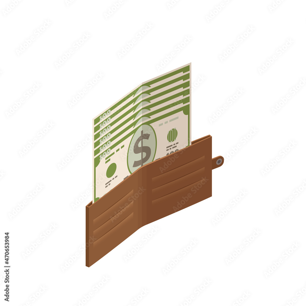 Canvas Prints Cash Wallet Isometric Composition