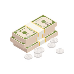 Money Cash Isometric Composition
