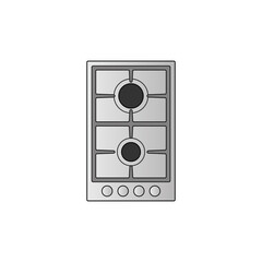 2 burner gas stove top view icon. Clipart image isolated on white background