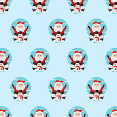 Seamless pattern santa claus and snowman