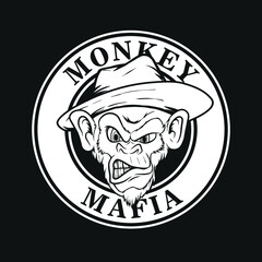 Monkey mafia logo illustration, can be used for mascot, logo, apparel and more