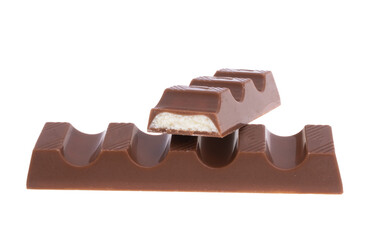 chocolate bar with milk filling isolated