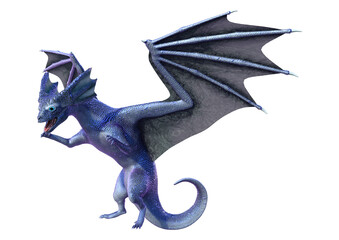 3D Rendering Fairy Tale Dragon on White