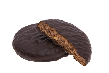 cookies in chocolate glaze isolated