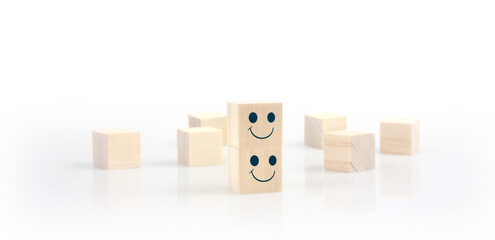 Obraz premium Stack wood cube block stacking