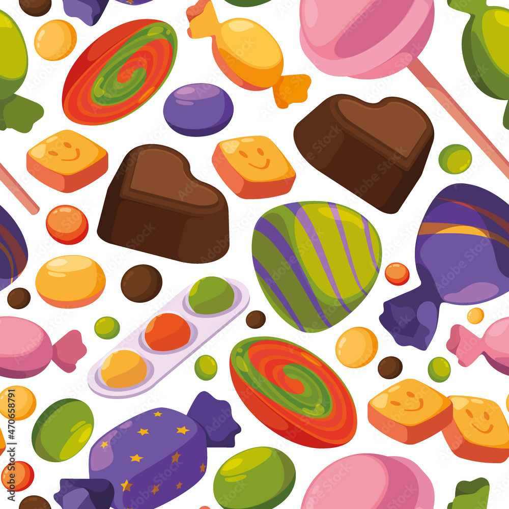 Canvas Prints sweets pattern. cakes lollipop chocolate cakes textile design projects garish vector seamless backgr