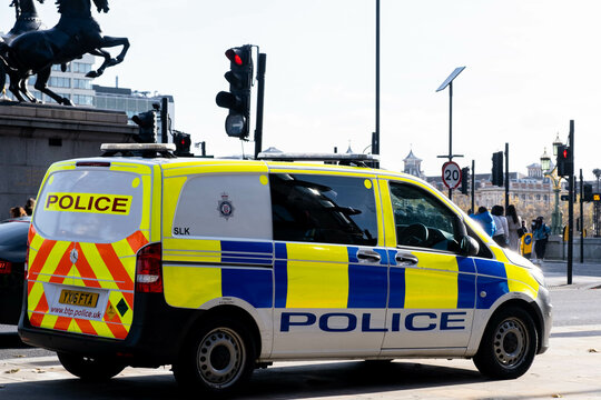 Metropolitan Police Van Parked At Westminster Bridge In London UK