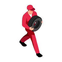 Repairman With Wheel Composition