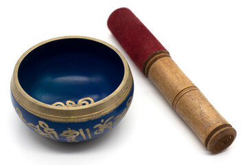 Indian singing bowl blue, isolate