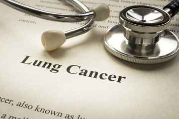Page with info about lung cancer and stethoscope.